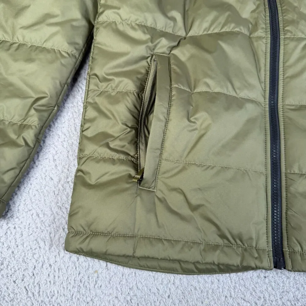 THE NORTH FACE Puffer Jacket Men Small Burnt Olive Green Everyday Insulated Logo